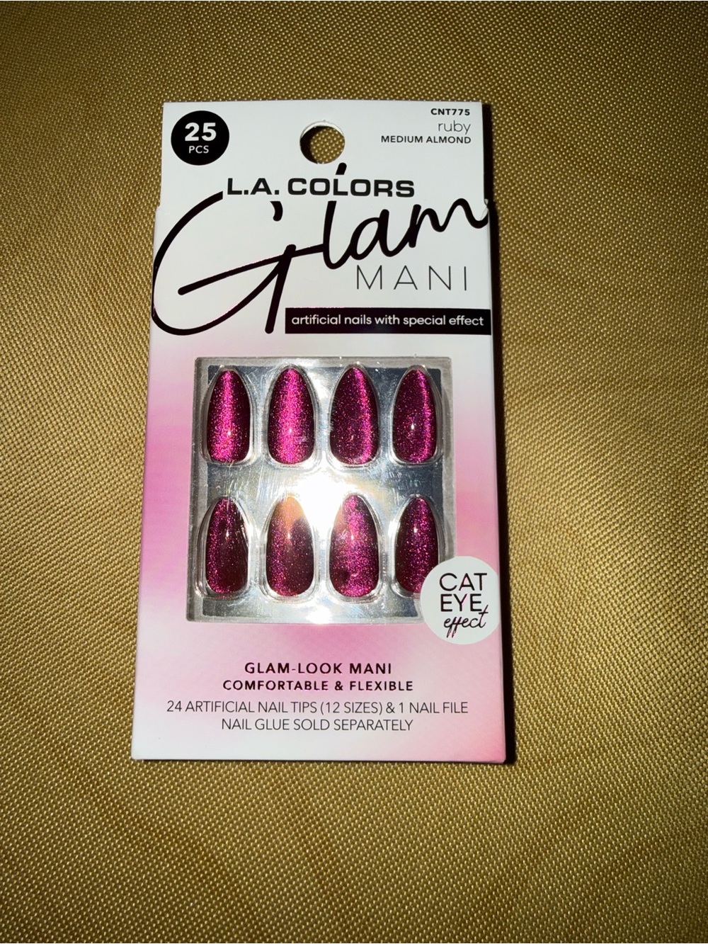 L.A. Colors Glam Mani Ruby Shimmer Cat Eye Nail Tips